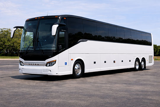 56-passenger charter bus available for charter in Jurupa Valley, CA